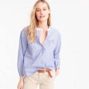J. Crew Sky Blue Blouse with White Trim